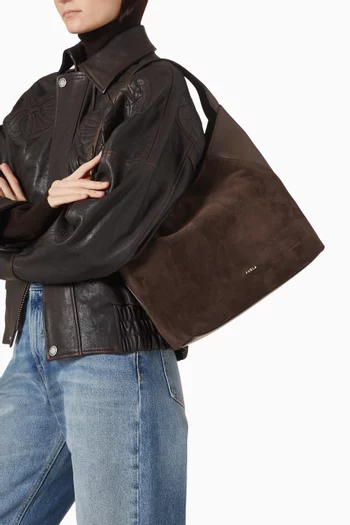 Medium Lara Shoulder Bag in Suede Leather