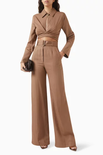 Belted Wide-leg Pants
