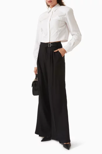 Cropped Shirt in Cotton-poplin