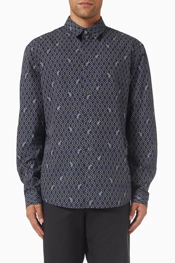 قميص بنقشة هندسية قطن