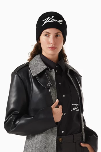 K/Signature Beanie in Wool-blend