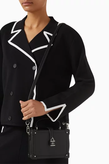 حقيبة كيه/اوتوغراف صغيرة بتصميم صندوق بقفل جلد