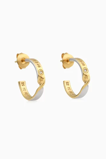 Numeric Diamond Hoop Earrings in Gold-plated Silver