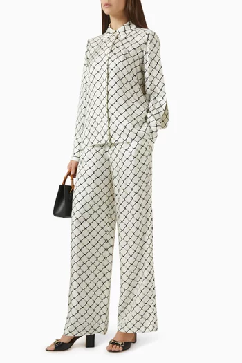Printed Pants in Silk Twill
