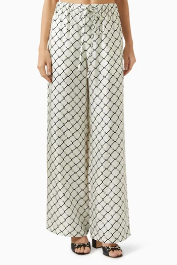 Printed Pants in Silk Twill
