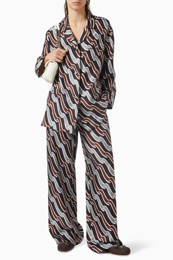 Printed Wide-leg Pants in Silk Twill