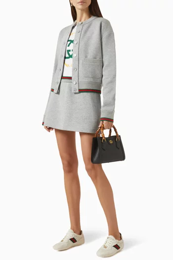 Web-trimmed Mini Skirt in Cotton-jersey