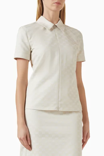 Zip-front Shirt in Cotton Gabardine