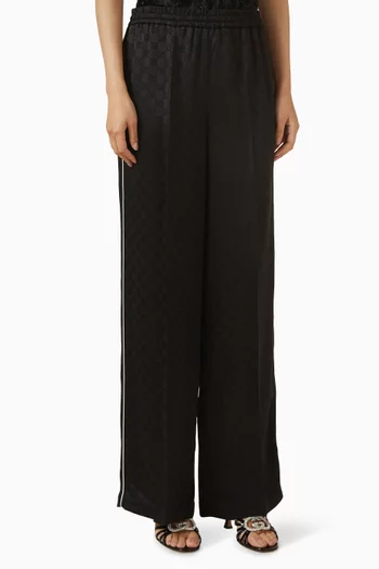 GG Jacquard Wide-leg Pants in Satin