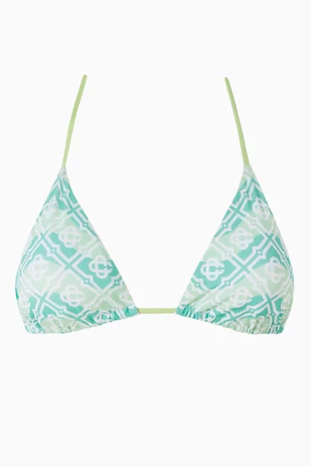 Wavy Monogram String Triangle Bikini Top