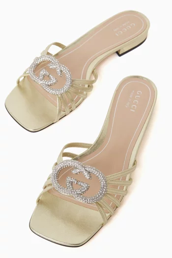 Crystal GG 25 Sandals in Metallic Leather