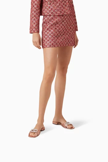 حذاء مفتوح بشعار حرفي GG مرصع بالكريستال جلد