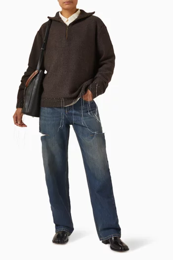 سترة بسحّاب قصير مزيج صوف