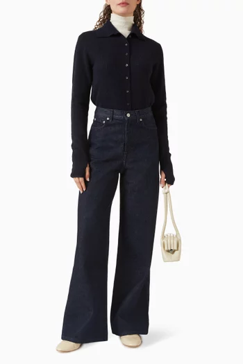 كارديغان مزيج صوف بياقة عالية