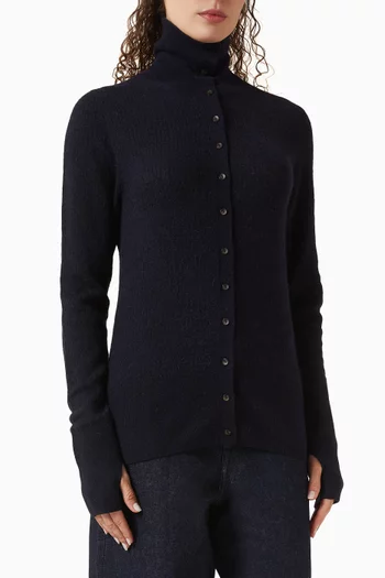 كارديغان مزيج صوف بياقة عالية