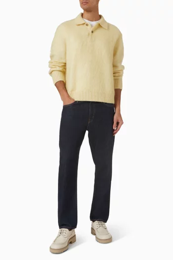 سترة مزيج موهير بياقة بولو ونسيج ناعم