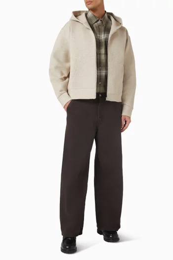 كنزة بغطاء رأس جيرسيه سكوبا بقصة فضفاضة وسحّاب