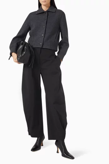 بنطال عملي مزيج قطن بقصة ساق أسطوانية