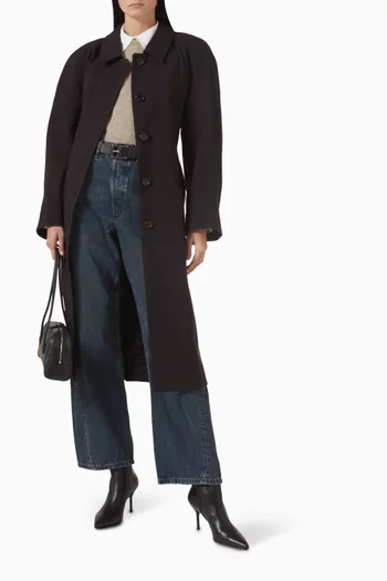 معطف ترنش مزيج صوف بحزام