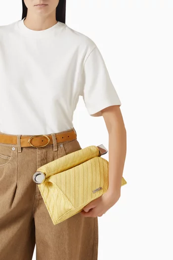 Medium La Pochette Rond Carré Clutch Bag in Cotton