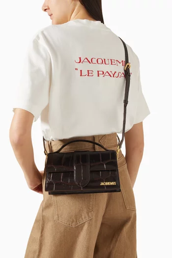 حقيبة كتف لو جراند بامبينو جلد بنقشة جلد التمساح