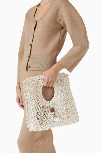 Le Petit Carre Spiaggia Tote Bag in lace Raffiia