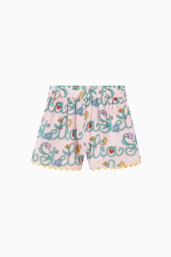Floral Logo Shorts in Cotton
