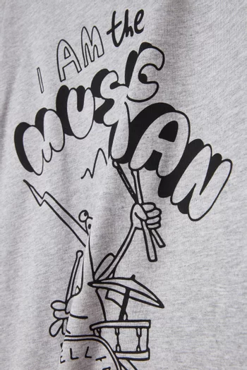 تي شيرت بطبعة شعار الماركة قطن