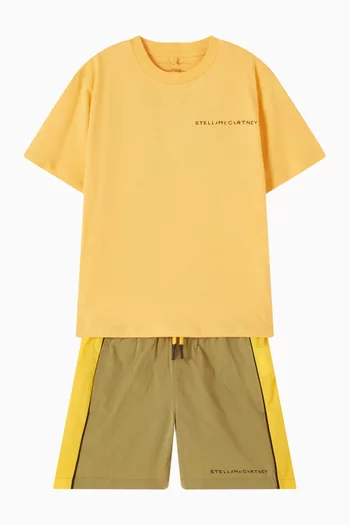 تي شيرت بطبعة شعار الماركة قطن