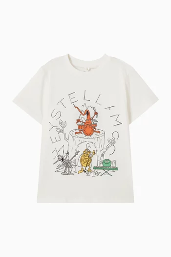 تي شيرت بطبعة شعار الماركة قطن