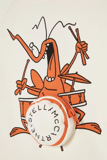 سويت شيرت بطبعة حشرة تلعب الطبل 