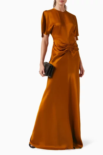 Gathered Waist Maxi Dress in Crepe