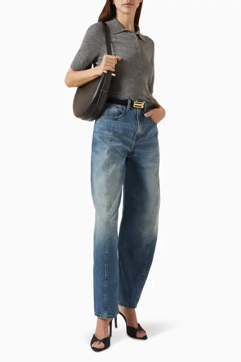 Polo-collar T-shirt in Merino Wool