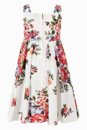 Flower Bouquet-print Dress in Cotton