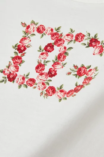 Floral Logo-print T-shirt in Cotton