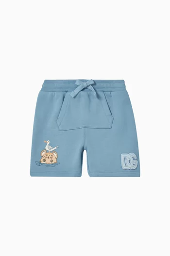Logo & Leopard-print Shorts in Cotton-fleece