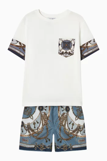 تي شيرت بطبعة شعار الفروسية قطن