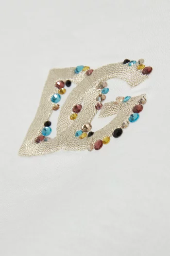 Rhinestone Logo T-shirt in Cotton