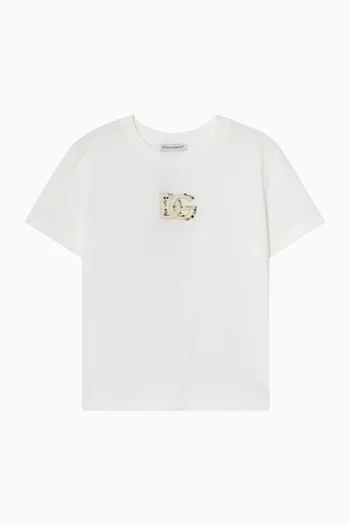 Rhinestone Logo T-shirt in Cotton