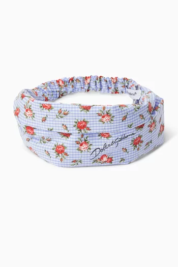 Rose-print Headband in Cotton-poplin