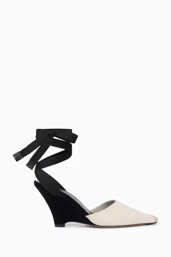 حذاء مفتوح من الخلف بكعب ويدج 80 مم قنب