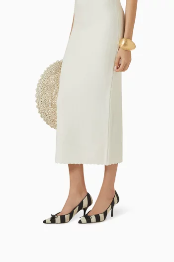 حذاء كلاسيك تورني مخطط بكعب 80 مم خوص