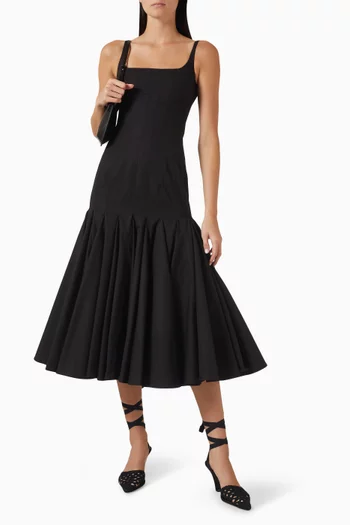 فستان اجيف متوسط الطول بوبلين