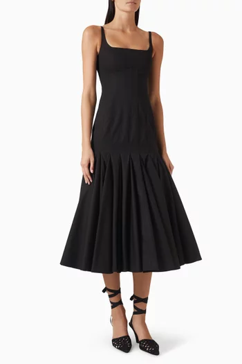 فستان اجيف متوسط الطول بوبلين