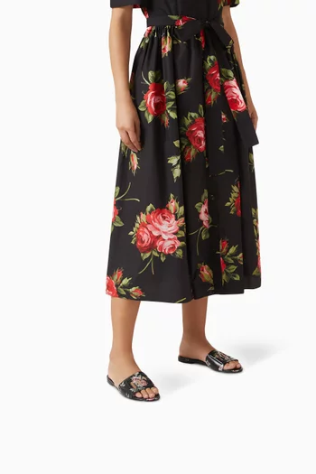 Bianca Floral Slides in Leather