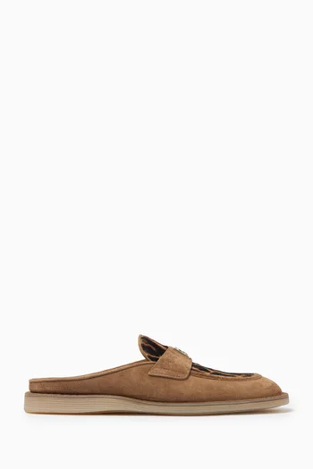 Loafer Slides in Velvet & Leopard Pony Hair