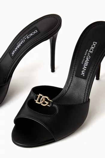 حذاء مفتوح من الخلف بشعار حرفي DG وكعب 100 مم جلد نابا