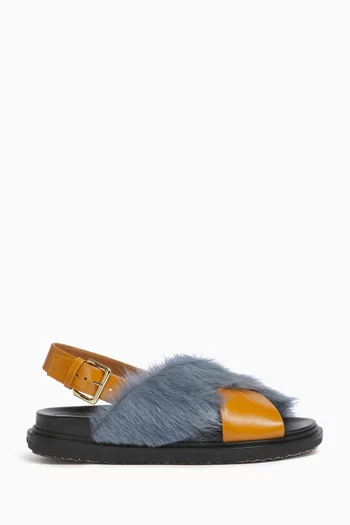 Fussbett Sandals in Leather & Calf Hair