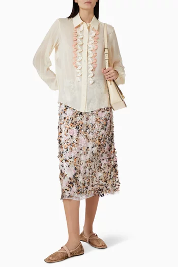 قميص بكشكش حرير جورجيت