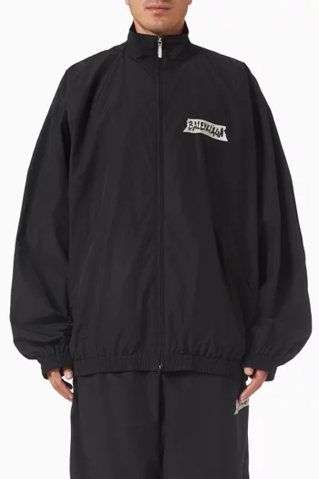 Masking Tape Medium Fit Tracksuit Jacket in Techno Cotton Poplin